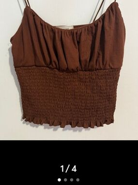 "No Comment" Brand Brown Smocked Cami Crop Top